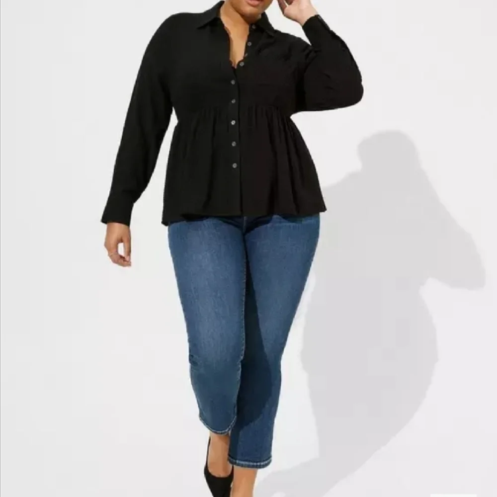 Torrid textured peplum long sleeve shirt 4 - Picture 2 of 8